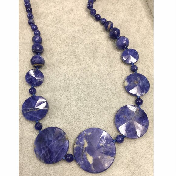 Natural Chunky Statement Sodalite Necklace with Sterling Silver Senorita Clasp - Picture 4 of 8